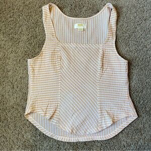Maeve Anthropologie Crop Tank Top Women’s Medium Peach Square Neck Striped
